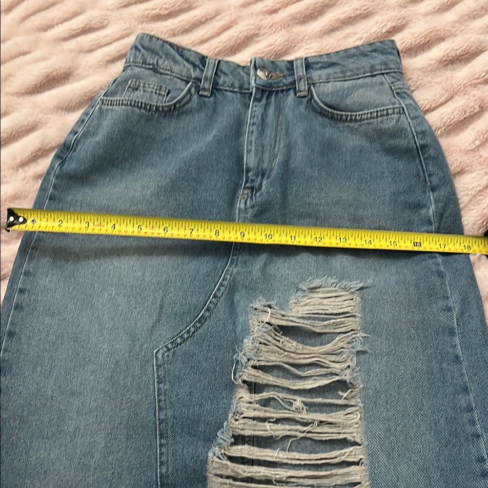 Private Label Blue Asymmetrical Midi Skirt Casual - Picture 8 of 11